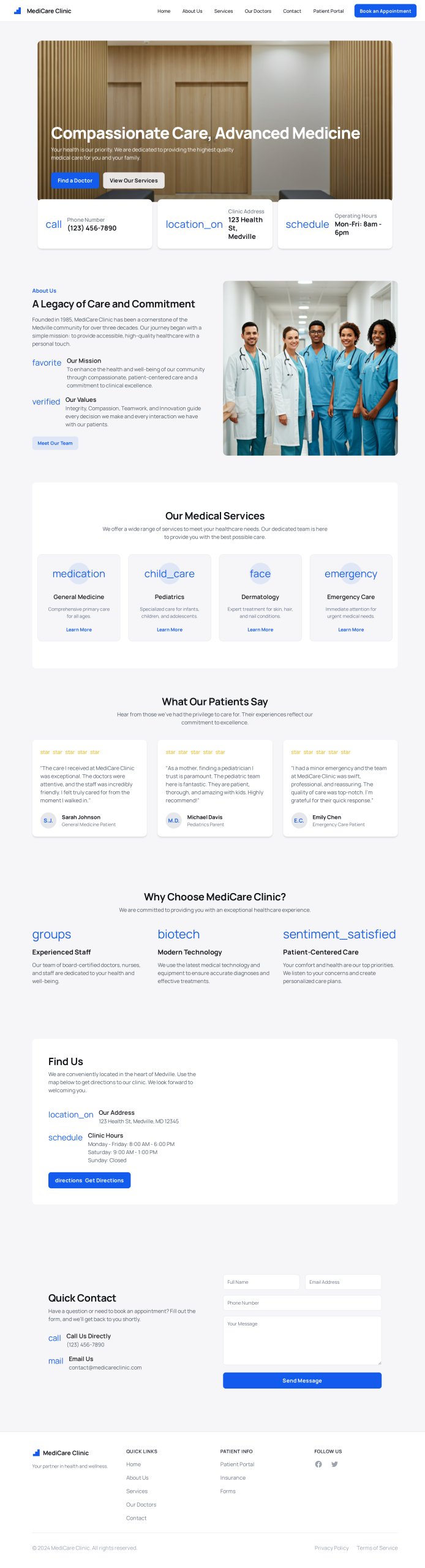 MediCare Clinic - Homepage